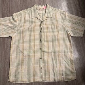 Tommy Bahama Green and Yellow Plaid Short Sleeve Shirt